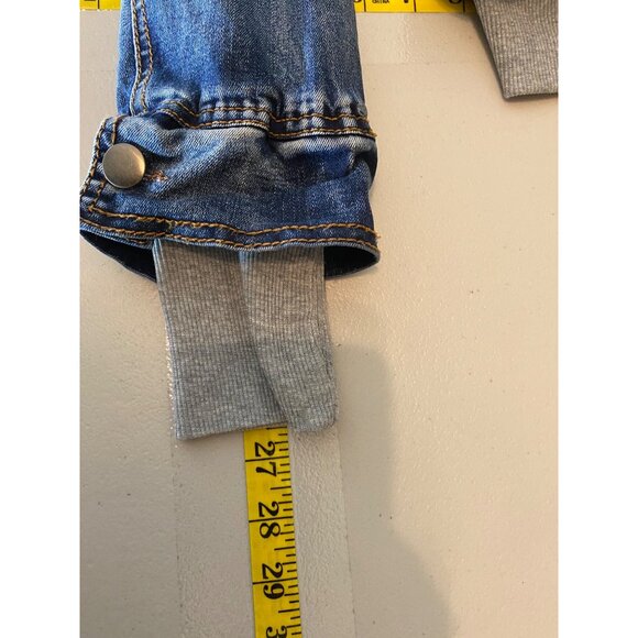 LA Coalition Womens Medium Denim & Gray Hooded Jacket With Distressed Details - Picture 13 of 13